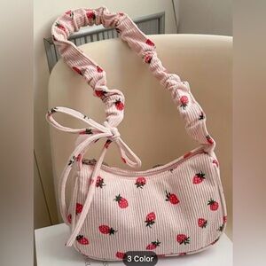 Strawberry Print Pink Shoulder Bag